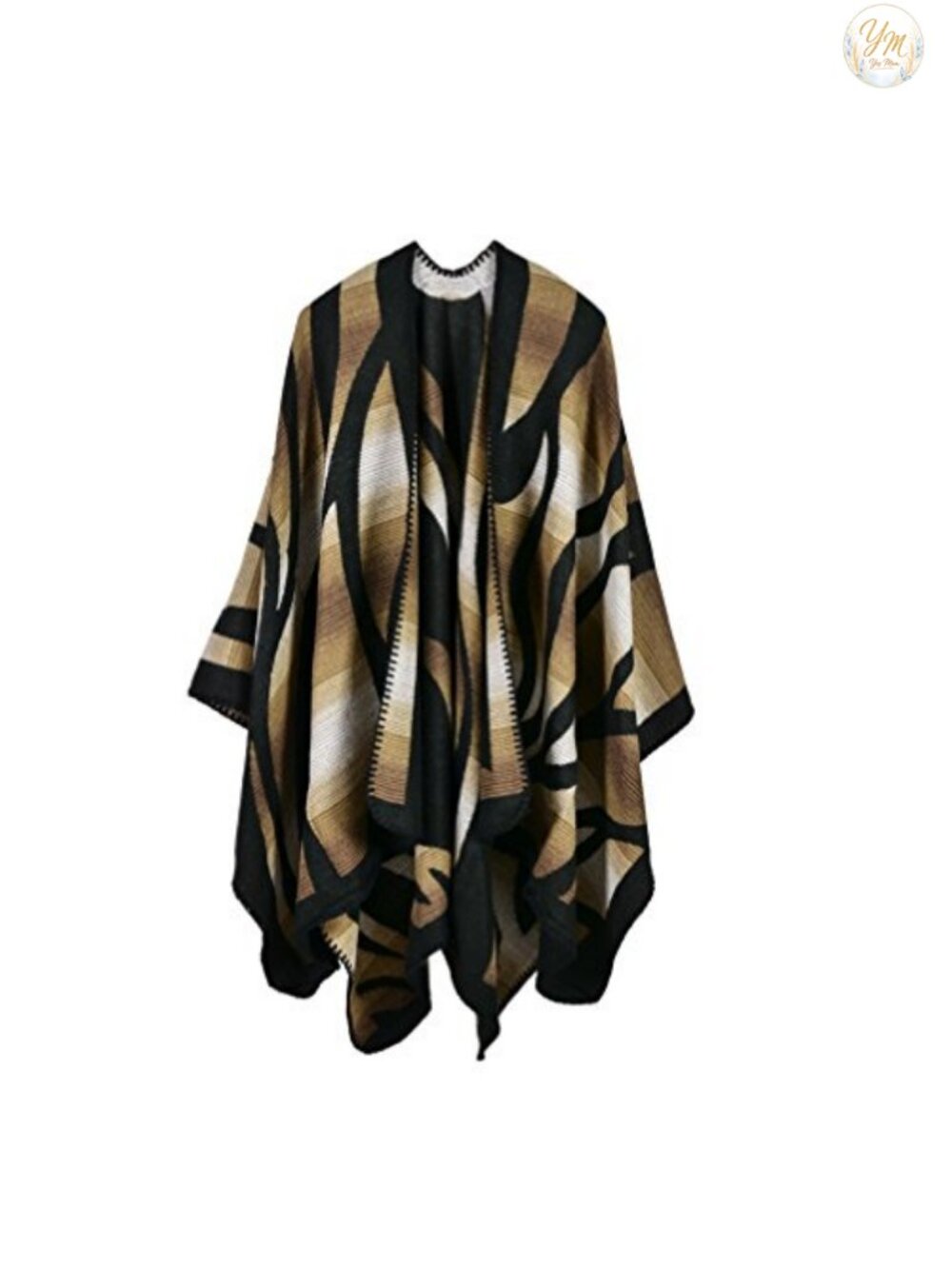 Reversible Plaid Poncho Wrap Cape Shawl Cardigan Winter